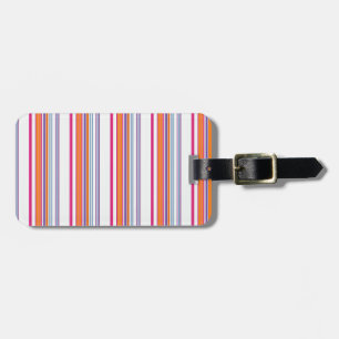 Cute pink orange stripes luggage tag