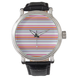 Cute pink orange stripes watch