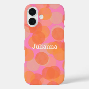 Cute Pink Orange Watercolor Pattern Personalised iPhone 16 Case