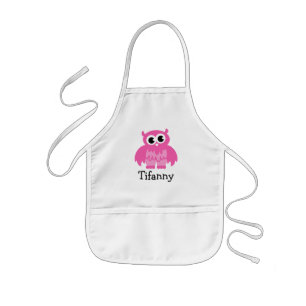 Cute pink owl apron for kids Personalizable name