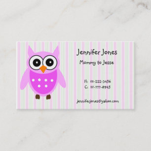 Cute Pink Owl Calling Card