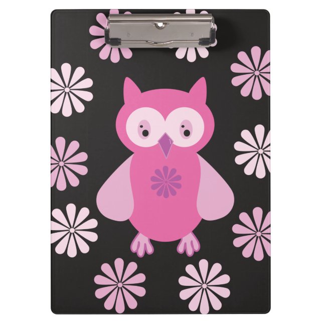 Cute pink owl clipboard (Front)
