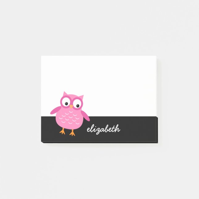 Cute Pink Owl Custom Name For Her Z01 Post-it Notes (Front)