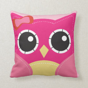 Cute Pink Owl Girls Pillow Room Decor