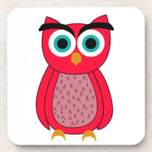 Cute Pink Owl Illustration Coaster