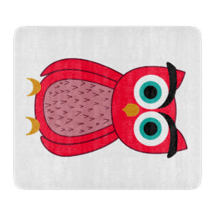 Cute Pink Owl Illustration Cutting Board