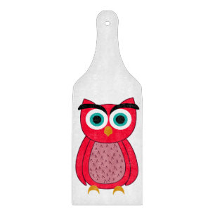 Cute Pink Owl Illustration Cutting Board