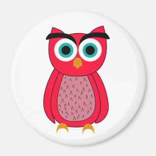 Cute Pink Owl Illustration Magnet