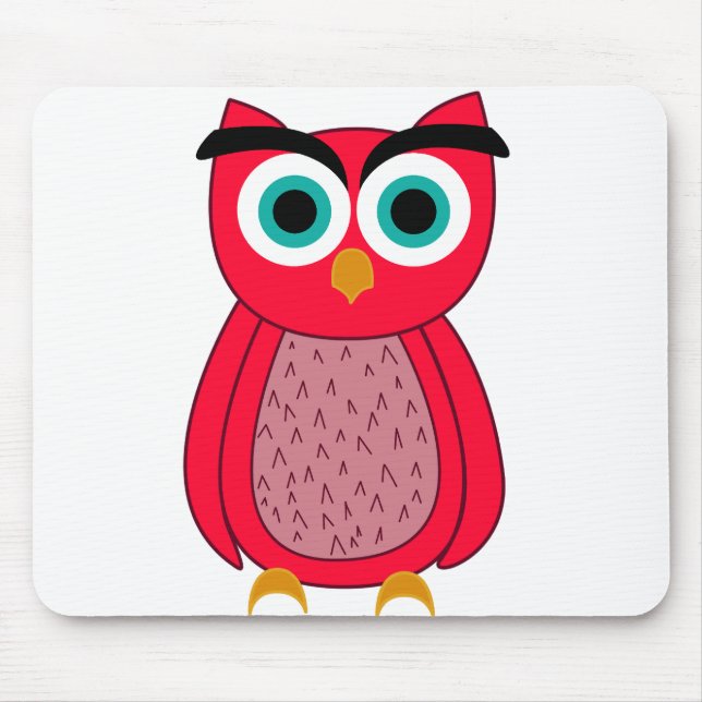 Cute Pink Owl Illustration Mouse Mat (Front)