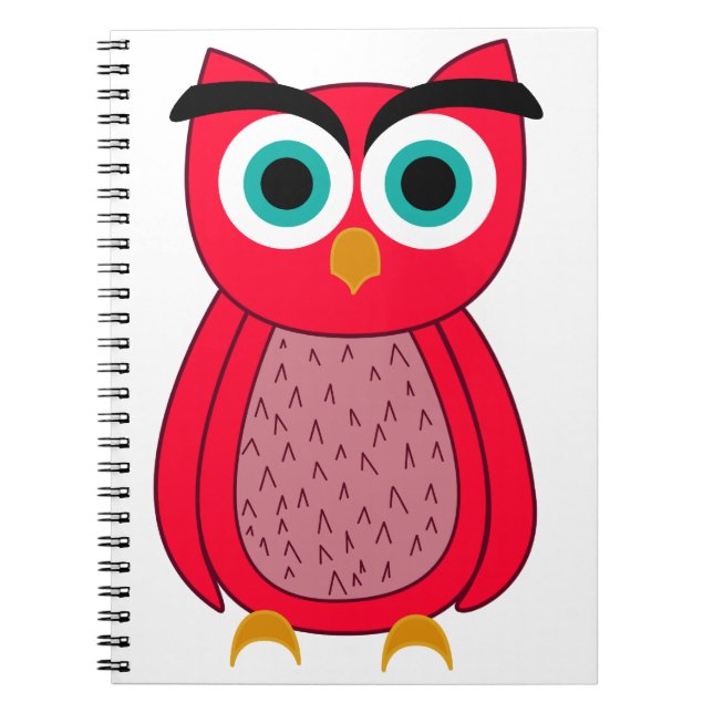 Cute Pink Owl Illustration Notebook (Front)