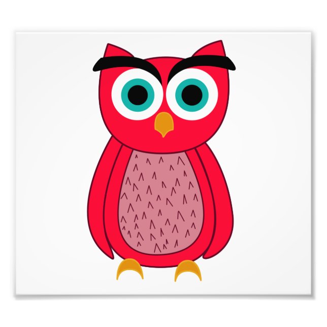 Cute Pink Owl Illustration Photo Print (Front)