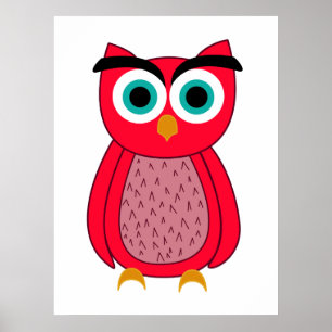 Cute Pink Owl Illustration Poster