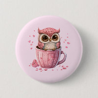 Cute Pink Owl in a Cup