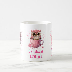 Cute Pink Owl in a Cup Funny Pun