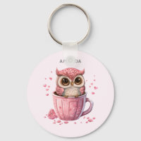 Cute Pink Owl in a Cup