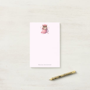Cute Pink Owl in a Cup Post-it Notes