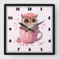 Cute Pink Owl in a Cup