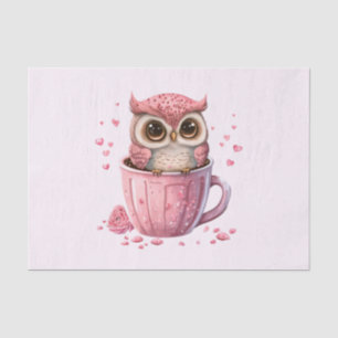 Cute Pink Owl in a Cup Tissue Paper