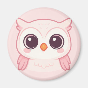 Cute Pink Owl – Kawaii Animal Design Magnet