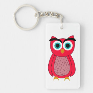 Cute Pink Owl Key Ring