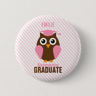 Cute Pink Owl Kindergarten Graduate 6 Cm Round Badge
