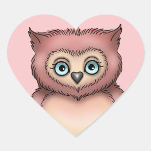 Cute Pink Owl Love Heart Valentine Sticker
