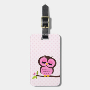 Cute Pink Owl Luggage Tag