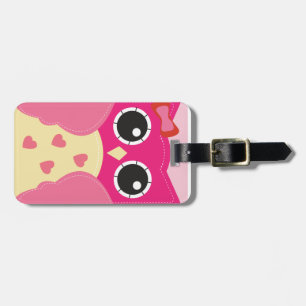 Cute Pink Owl Luggage Tag