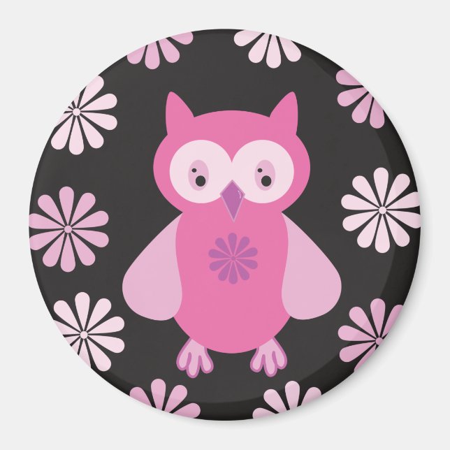 Cute pink owl magnet (Front)