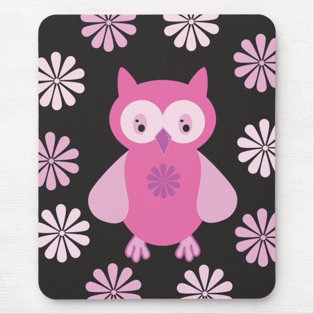 Cute pink owl mouse mat (Front)