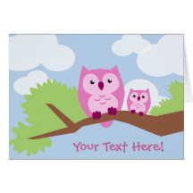 Cute Pink Owl Mum and Baby