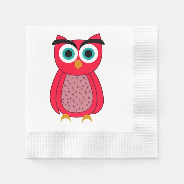 Cute Pink Owl Napkin (Front)