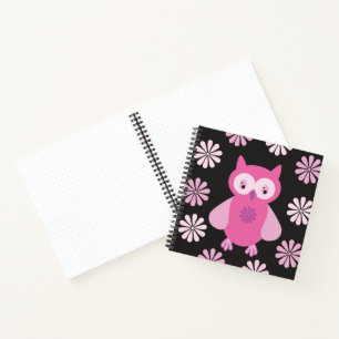 Cute pink owl notebook