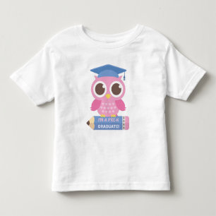 Cute Pink Owl On Pencil, Pre K Graduate Toddler T-Shirt