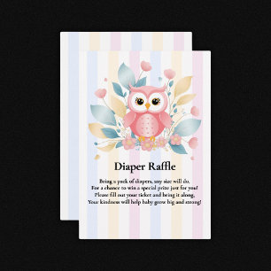 Cute Pink Owl Pastel Floral Design Baby Shower Enclosure Card