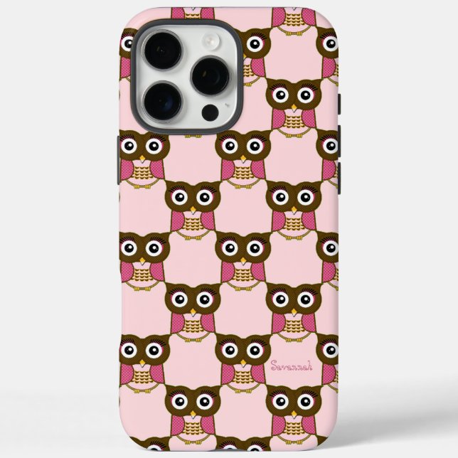 Cute Pink Owl Pattern Choose Case Colour (Back)
