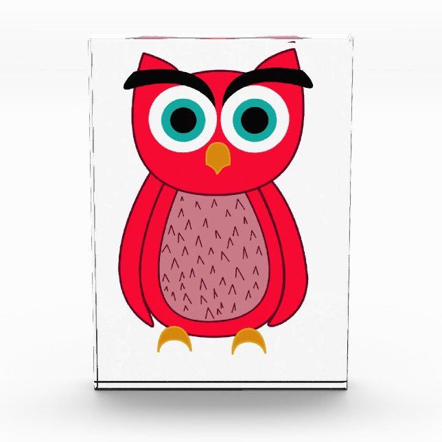 Cute Pink Owl Photo Block (Front)