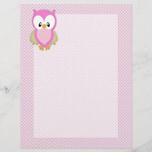 Cute pink owl polka dots pink pattern image print