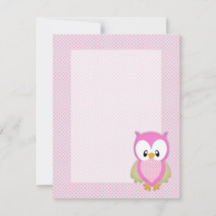 Cute pink owl polka dots pink pattern image print invitation
