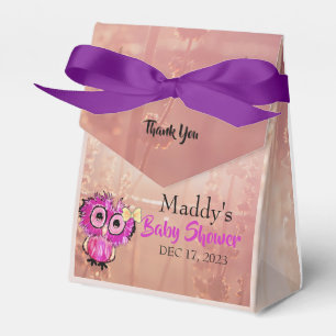 Cute Pink Owl Thank You Baby Shower Favour Box