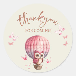 Cute Pink Owl Thank You Classic Round Sticker