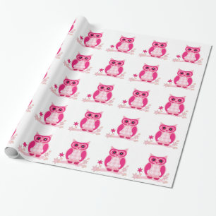 Cute Pink Owl Wrapping Paper