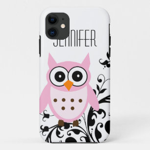 Cute Pink Owl, Your Name, iPhone 5 Case