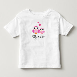 Cute pink owls big sister little sister cartoon toddler T-Shirt