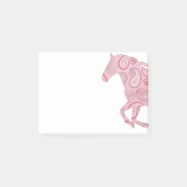 Cute Pink Paisley Horse Post-it Notes (Front)