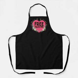 cute pink Palestine heart graphic design Apron