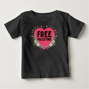 cute pink Palestine heart graphic design Baby T-Shirt
