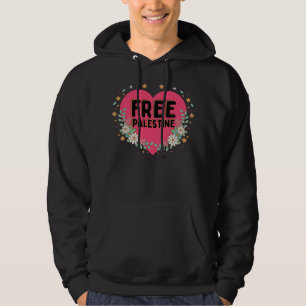 cute pink Palestine heart graphic design Hoodie