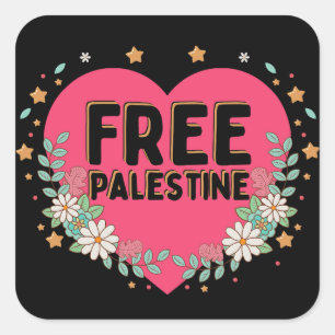 cute pink Palestine heart graphic design Square Sticker