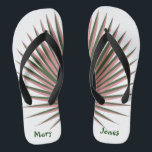 Cute Pink Palms Tropical Watercolor Personalise Flip Flops<br><div class="desc">Cute Pink Palms Tropical Watercolor Flip Flops has a Caribbean with Tropical Pink Watercolor Palm Tree leaves. Personalise Flip Flops on your feet.
Personalise it with your name or for  that special person in your life. Picture Hawaii,  Virgin Islands or another Caribbean Island and relax and enjoy the moment.</div>